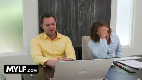 Boss gets pounded by coworkers in steamy tryst after getting busted for screwing up at work