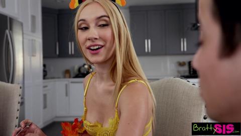 As she's fed, stepsis Jazmin sucks, gets rode hard