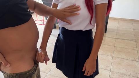 Neighborhood niece tries to turn on TV and her step-dad surprises her by CUMING INSIDE HER