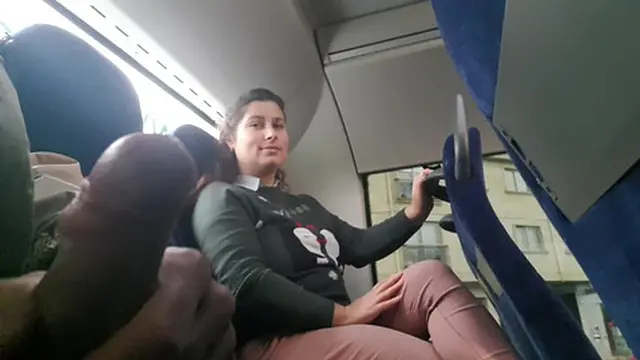 Bus encounter as voyeur tempts milf to suck😜 and jerk his cock🌭