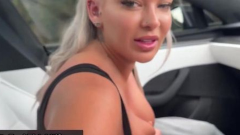  Busty Aussie fucked in Tesla on road - Hayley Davies 