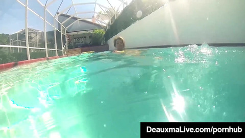 Hot Wet Milf Deauxma Swims Nude & Rubs Tits In PornStar Pool