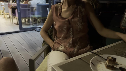 My hard pierced nipples are in the open in a sheer blouse in a bar  Touching my nipples in public