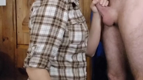 COLLEGE girl let's me cum on her tongue