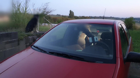 He takes me from behind, passionate anal in the car.