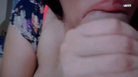 Stepmom cums on stepson's cock, real homemade sex.
