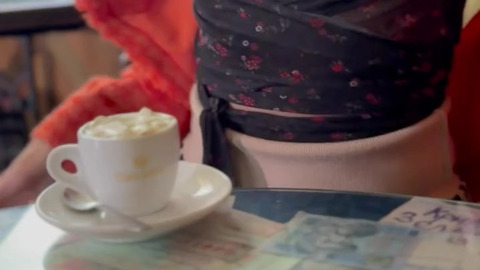 Cats don't wear panties, but I take off my panties in a cafe (part 1).