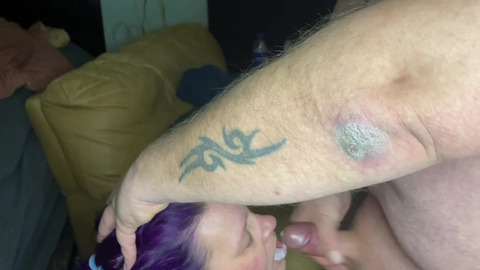 BBW sucking neighbors cock and swallowing