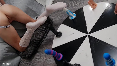 Wheel Of DILDOS! BBC —  Huge Cock and DP dildo Round