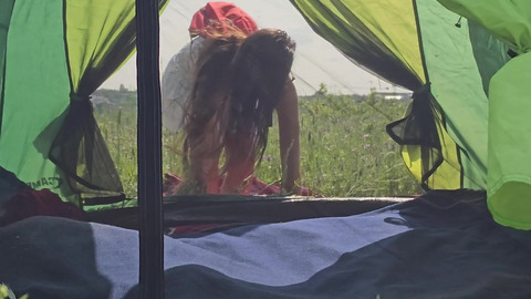 Voyeur HAIRY BUSH Pussy of a Hot Camping Girl # Naked tanning