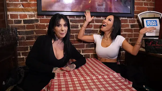 Big Tit Milf Asa Akira and Goth BFF Joanna Angel Teach History Over Pizza