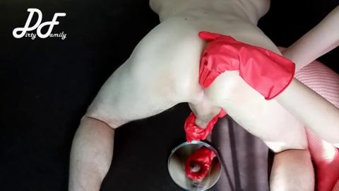 Prostate stimulation with red gloves ~DirtyFamily~