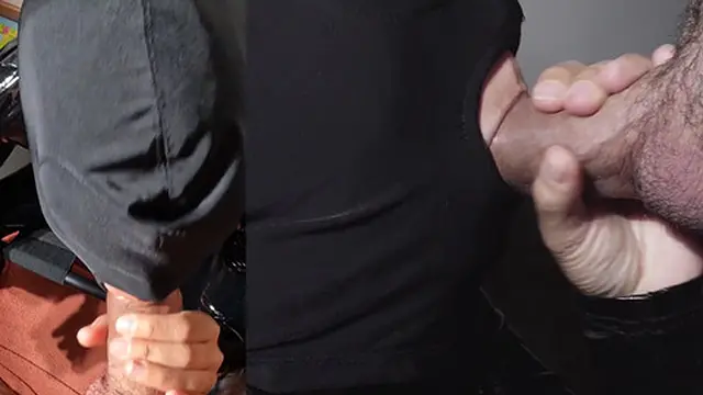 I suck his cock and he comes on my head on the hood