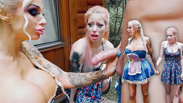 Huge-boobed Sophie Anderson urinates while asslicker Angel Rae Doll assists