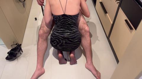 Dirty wife hogties hubby, rides him hard, gets creampie and facials galore