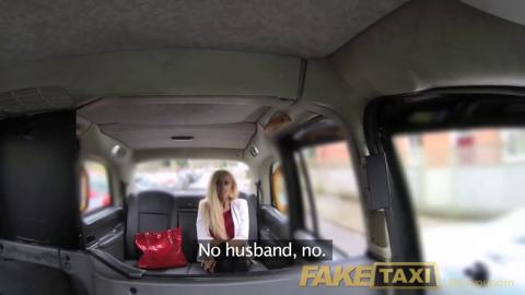 Deep-seated desire fulfilled with fake taxi ride, blonde bombshell receives pounding with massive orbs