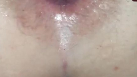 Daddy extracts his member from my anus, resulting in an gaping orifice