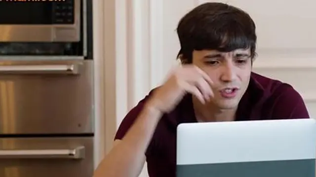 Madwoman milf slobbery sloppy mouthful servicing nerdy boyfriend′s lustful pounding in kitchen chaos