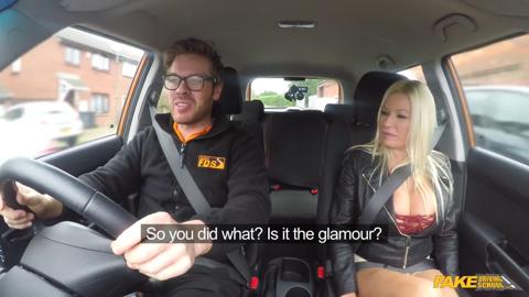 Fake Driving School - Michelle Thorne gets wrecked in the car, squirting like crazy